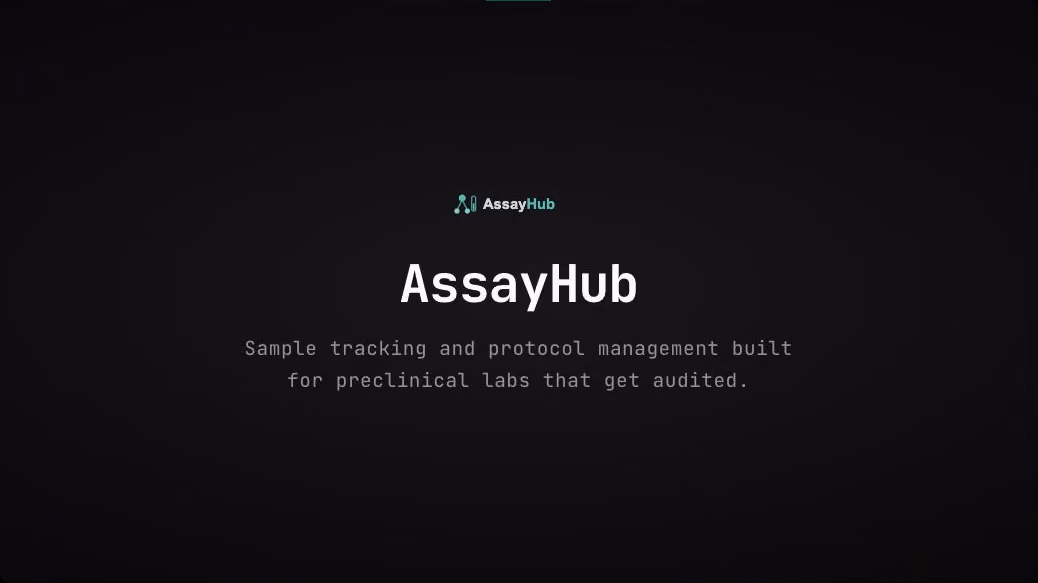 AssayHub deck title slide